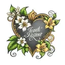 heart with jasmine name written tattoo design idea