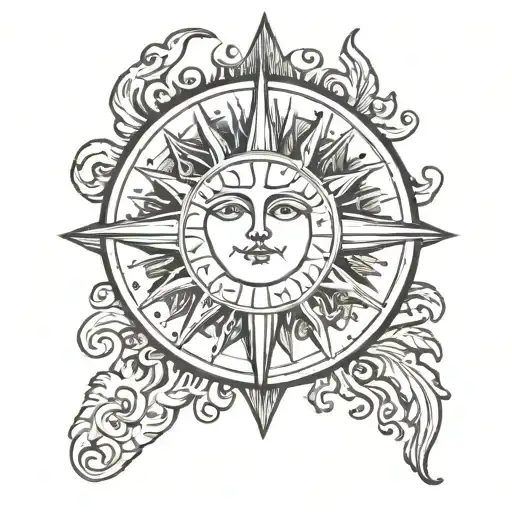 tarot card the sun  tattoo design idea