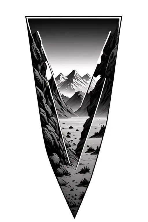 3 triangles with desert mountains tattoo design idea