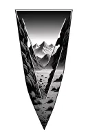 3 triangles with desert mountains tattoo design idea