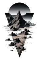 3 triangles with desert mountains tattoo design idea