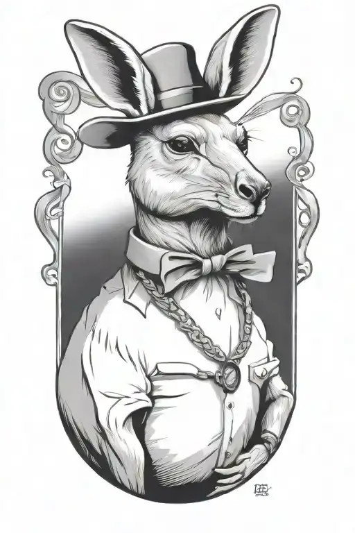gambler kangaroo tattoo design idea