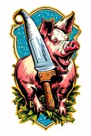 Butcher Knife With Pig On It tattoo design idea