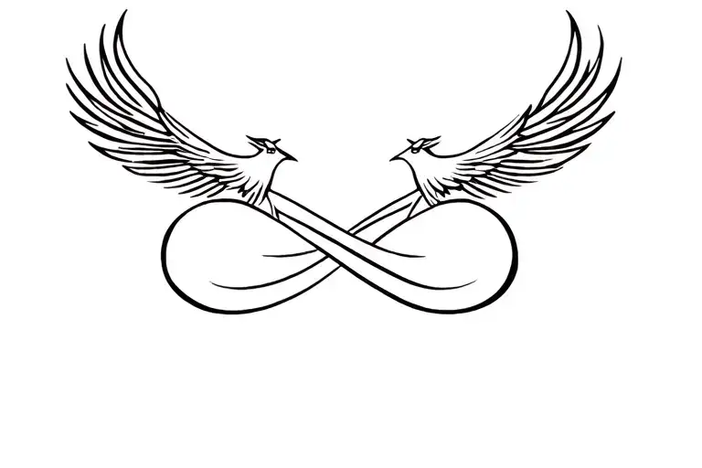 phoenix and infinity symbol intertwined tattoo design idea