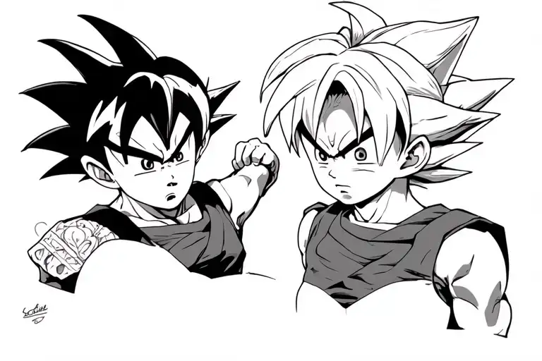 dragon ball z bulma y goku tattoo design idea