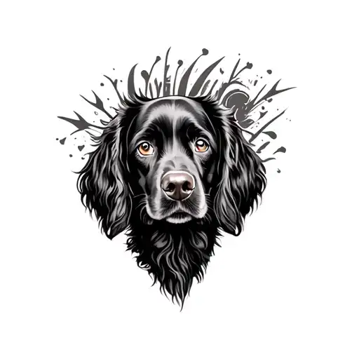 boykin spaniel over realistic heart tattoo design idea