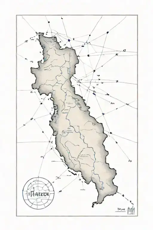 A map of Iran struck by lightning tattoo design idea