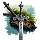 Nordic sword in the soil amulet nature tattoo design idea