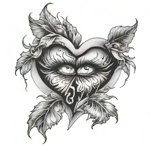 kiss mark with A❤️ tattoo design idea