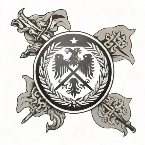 gemelli, albania flags intertwined tattoo design idea