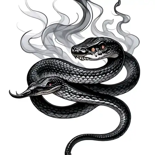 snake with smoke behind it tattoo design idea