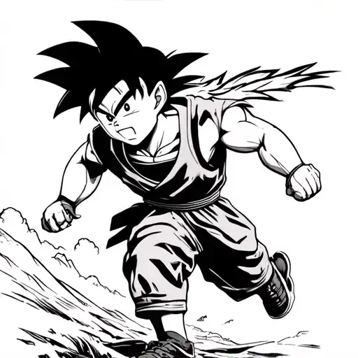 Son Goku jogging tattoo design idea
