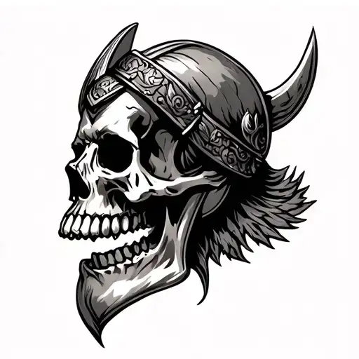 Skull and viking tattoo design idea