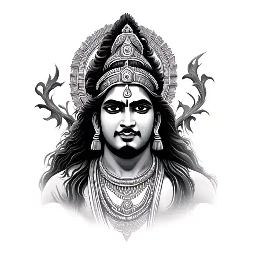 hanuman gada and shiv trisul tattoo design idea