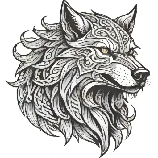 Viking wolf head tattoo design idea