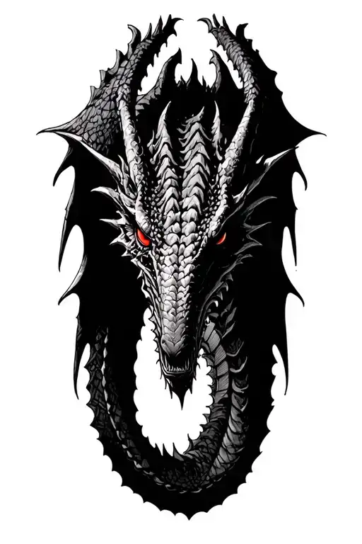 evil undead dragon, upside down tattoo design idea