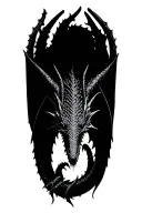 evil undead dragon, upside down tattoo design idea