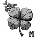 Clover 4 sheets with initials m and m shaft of life tattoo design idea