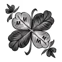 Clover 4 sheets with initials m and m shaft of life tattoo design idea