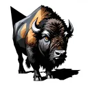 bison geometric tattoo design idea