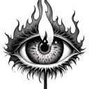 eyeball as flame on candle stick tattoo design idea
