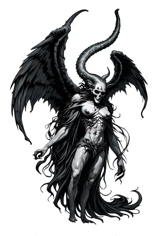 1312 SYL81 written inside death angel half demon tattoo design idea