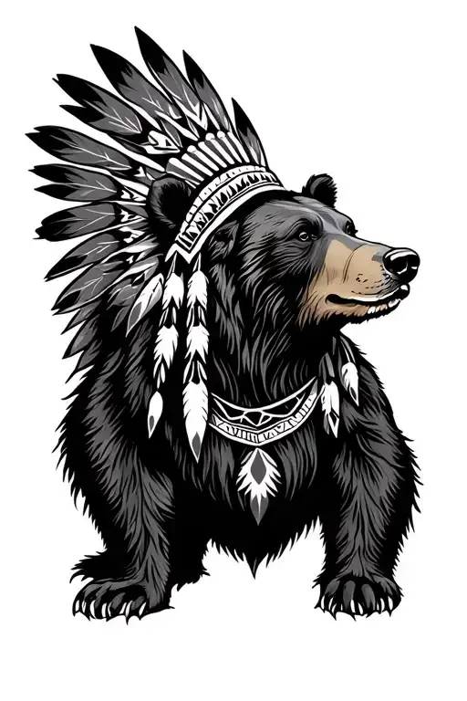 native American bear tattoo design idea