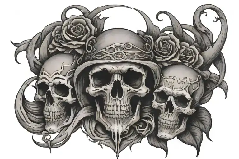holy death and long live death skull tattoo design idea