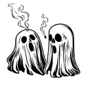 ghosts smoking together tattoo design idea