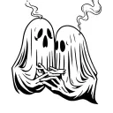 ghosts smoking together tattoo design idea