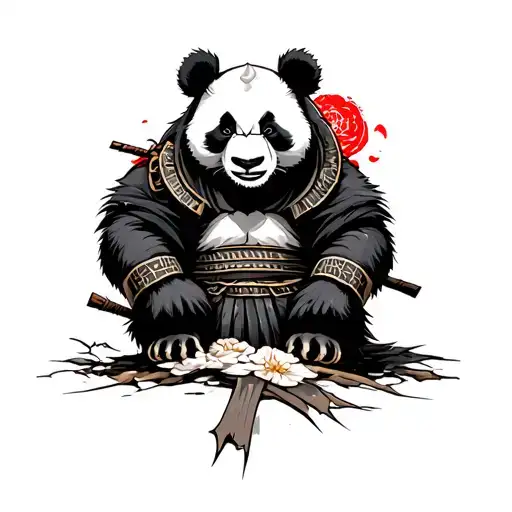 samurai panda tattoo design idea