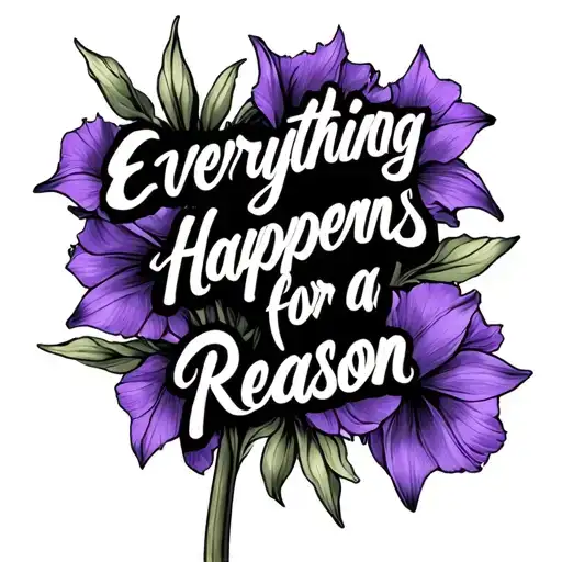  Gladiolus  Violet with words everything happens for a reason  tattoo design idea