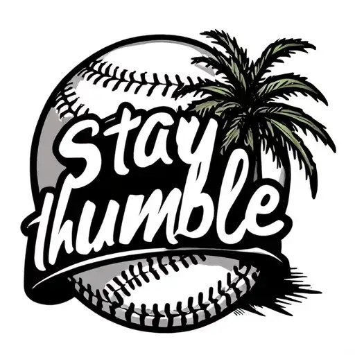 "Stay humble" baseball and palm tree tattoo design idea