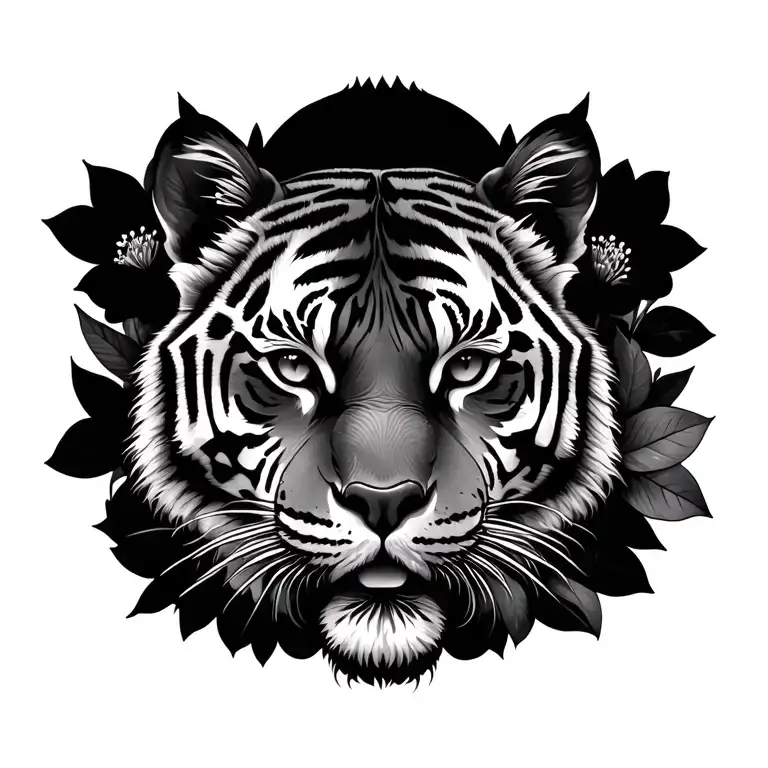 Tigress and flowers are beautiful tattoo design idea