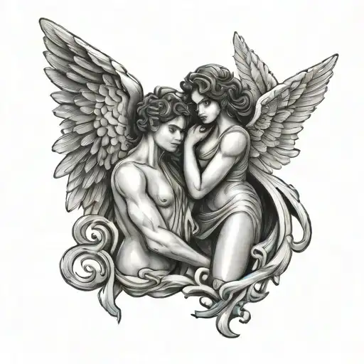 number 333 and angel near tattoo design idea