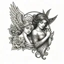 number 333 and angel near tattoo design idea
