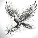 a picture of The Phoenix exploding from the red hot embers of himself, Aflame. Taking flight. (i tattoo design idea