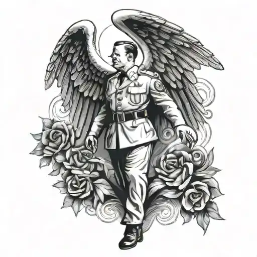 hitler as a swastica angel with white wings tattoo design idea