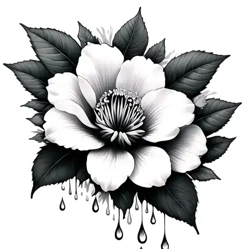 jasmine flower rain drops tattoo design idea