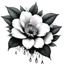 jasmine flower rain drops tattoo design idea