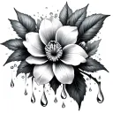 jasmine flower rain drops tattoo design idea