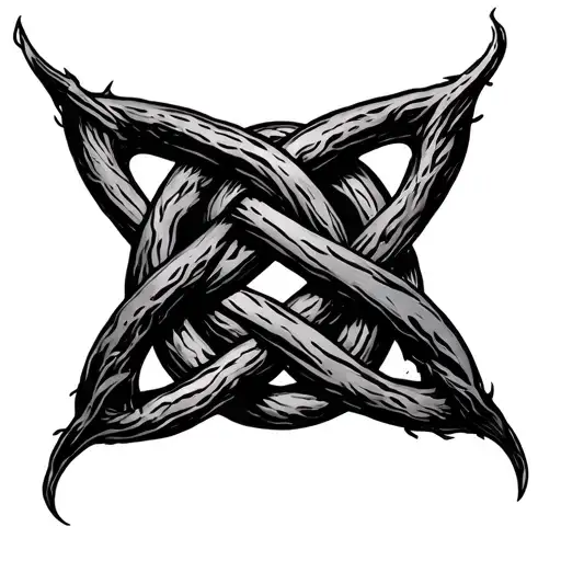 black widow and witches knot intertwined tattoo design idea