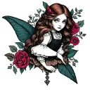 Alice in wonderland, dark, colorful tattoo design idea