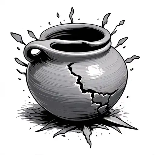 broken pottery tattoo design idea