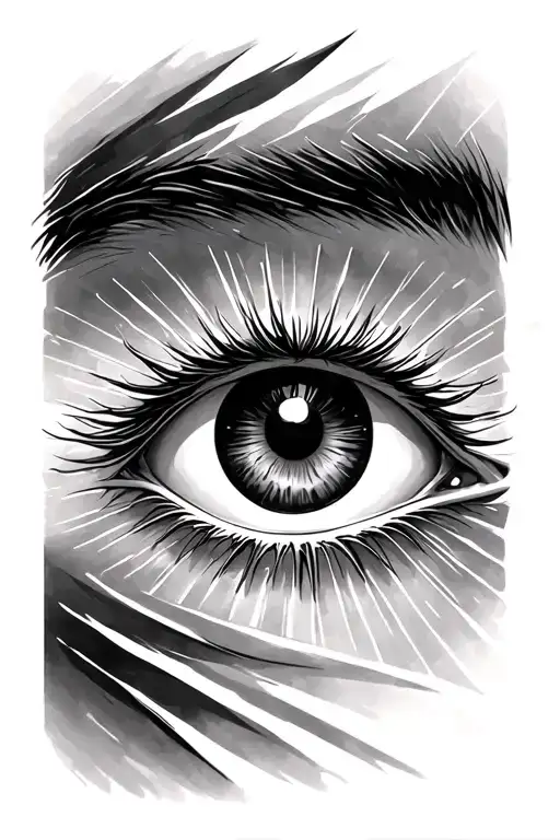 eye with sun rays coming from behind  tattoo design idea