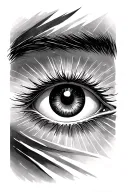 eye with sun rays coming from behind  tattoo design idea