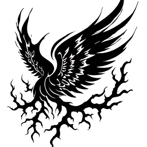 FLAMES WINGS ROOTS tattoo design idea