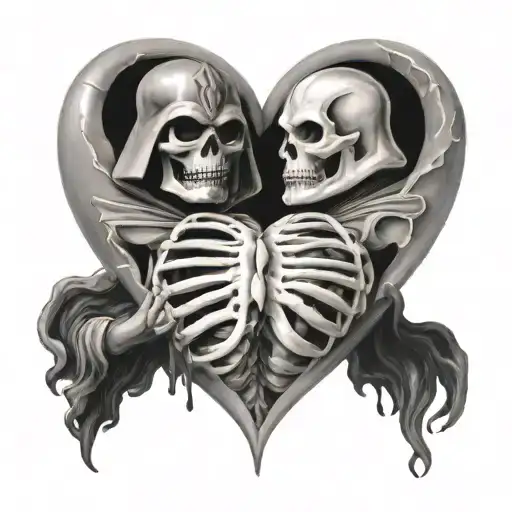 He-Man and skeletor inside a heart tattoo design tattoo design idea