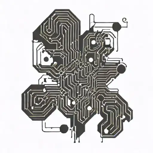 An AI-inspired tattoo design incorporating circuit patterns and binary code, symbolizing the fusion of technology and creativity tattoo design idea