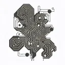 An AI-inspired tattoo design incorporating circuit patterns and binary code, symbolizing the fusion of technology and creativity tattoo design idea